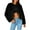 Black, variant on Women Coat Fluffys Fleece Turn-down Collar Faux Furs Top Short Loose Coat