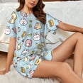 thumbnail image 4 of KLL Rabbit Burger Coffee Print Pajama Set for Women Short Sleeve Sleepwear Pjs Soft 2 Piece Lounge Sleepwear Sets-X-Large, 4 of 6