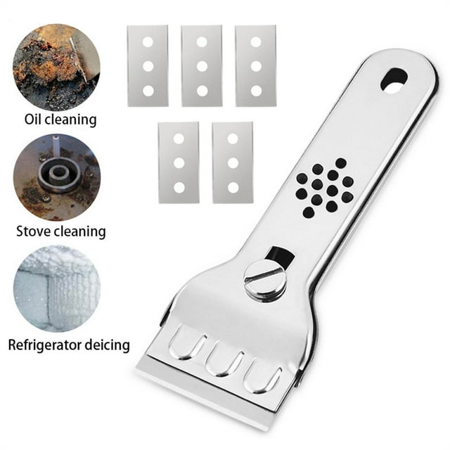 Grattoir en Acier Inoxydable pour Nettoyage de Cuisine, Dégivrage de Réfrigérateur, Élimination de Graisse de Cuisinière, Outil Durable et Résistant à la Rouille