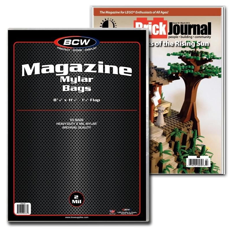 Magazine Protectors for Collectors, Mylar Magazine Sleeves (8-7/8 x  11-1/2) - 2 Mil Thick (Pack of 50), BCW