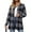 Black, variant on HUBERY Women Open Front Long Sleeve Houndstooth Plaid Print Cardigan