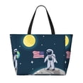 thumbnail image 2 of KLL Astronaut With USA Flag Print Large Beach Tote Bag Women Waterproof Sandproof Zipper Beach Tote Bag for Pool Gym Grocery Travel with Wet Pocket, 2 of 7