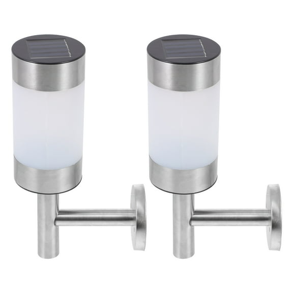 WASHWEPE Solar Wall Lights Outdoor Wall Lamp Silver Plastic 2Pcs