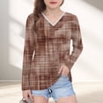 thumbnail image 2 of THDHVS Girls Long Sleeve Shirts,Long Sleeve Shirts for Girls,Girls' V-Neck Print Long-Sleeve Top Kids Pullover Casual Soft Undershirt Brown 3-4 Years, 2 of 8