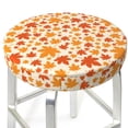 thumbnail image 3 of Hirioo Autumn Red and Orange Maple Leaves for Round Bar Stool Seat Covers Washable Stool Cushion Slipcover Elastic Bar Chair Covers for 12-14 Inch Chair-14 inch, 3 of 7