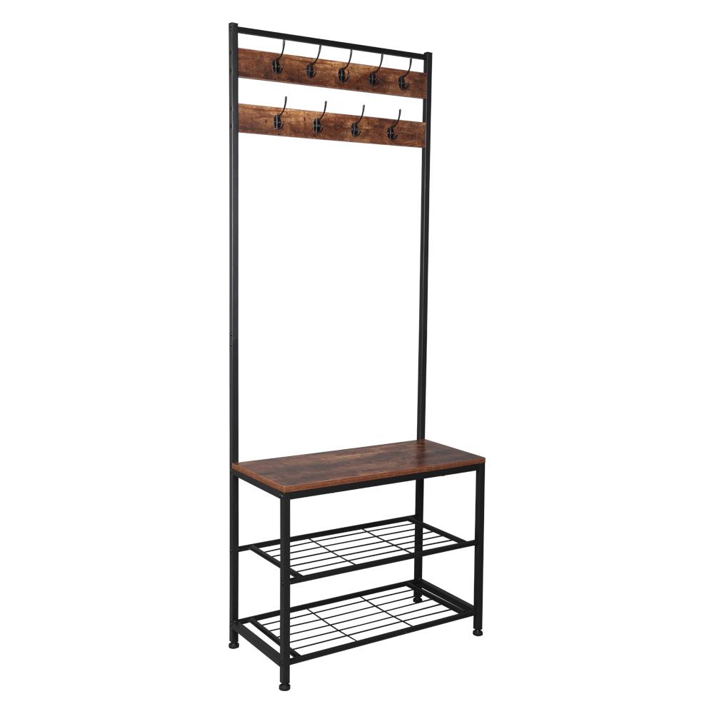 UBesGoo Metal Entryway Coat Shoe Rack 3tier Shoe Bench with Coat Hat