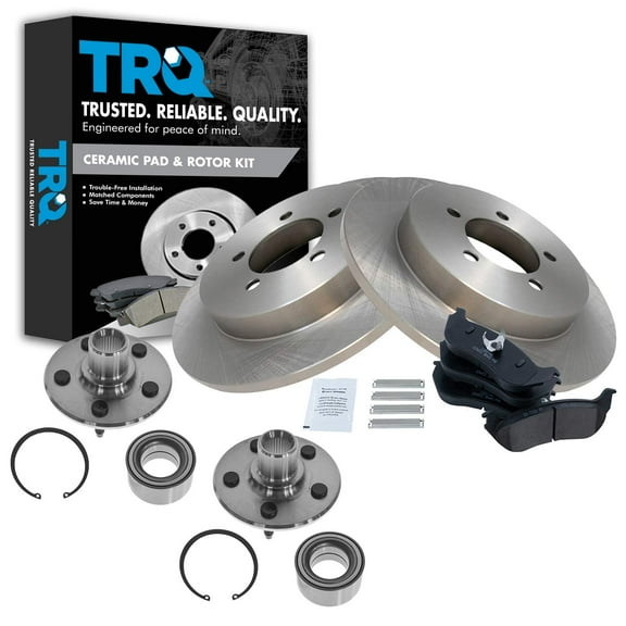 TRQ Wheel Hub Premium Ceramic Brake Pad Rotor Kit Rear w/Chemicals BKA15343 Fits select: 2002-2005 FORD EXPLORER, 2002-2005 MERCURY MOUNTAINEER
