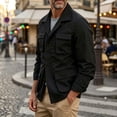thumbnail image 5 of FRSASU Men's Lightweight Outdoor Hiking Cargo Jackets Stand Collar Outwear Button Down Motorcycle Coat with Multiple Pockets Black, 5 of 7