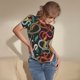 thumbnail image 3 of Balery Snake And Flower Body de cuello redondo de manga corta para mujer Tops de manga corta Tops básicos-Medium, 3 of 7