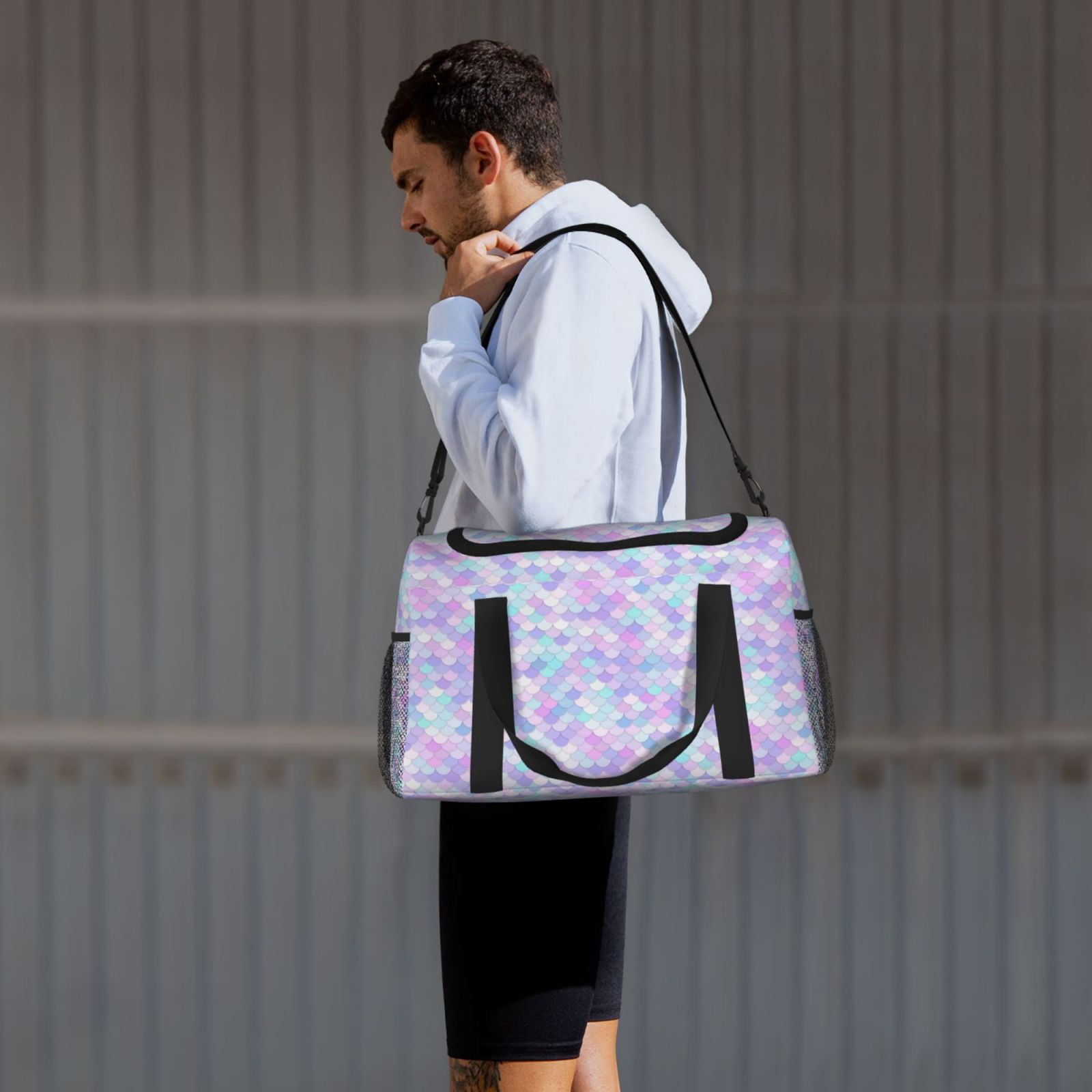 Fuzoiu Rainbow Scales Print Travel Duffle Bag,Carry On Tote Bags,Duffel Bag,Sport Gym Bag, Hospital Bag for Labor and Delivery, Overnight Bag,Luggage Bag