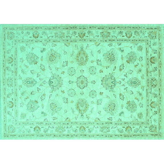 Ahgly Company Indoor Rectangle Persian Turquoise Blue Traditional Area Rugs, 7' x 10'