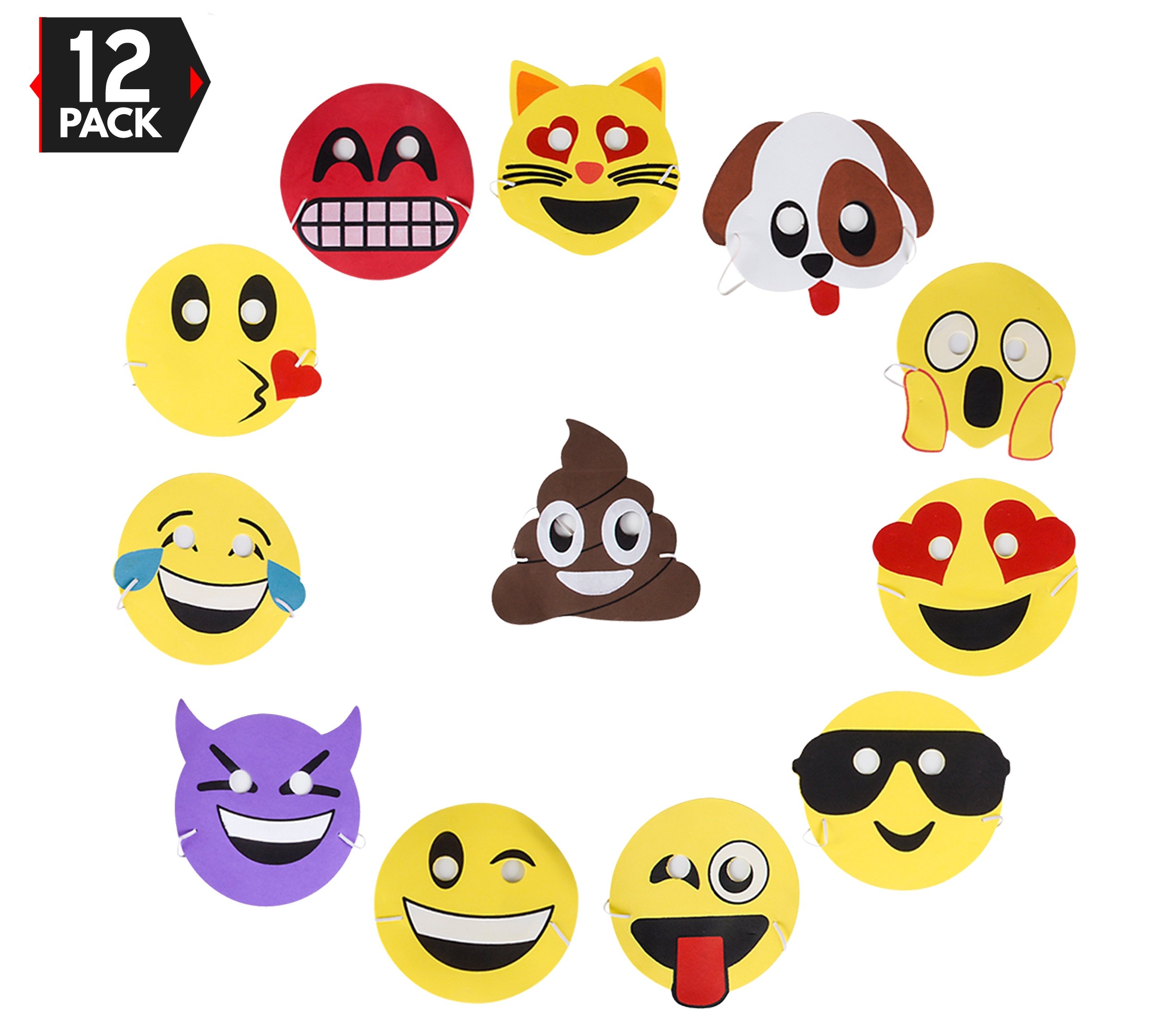 8" Unique Foam Face Emoji Masks For Party Favors (12 Pack) Walmart