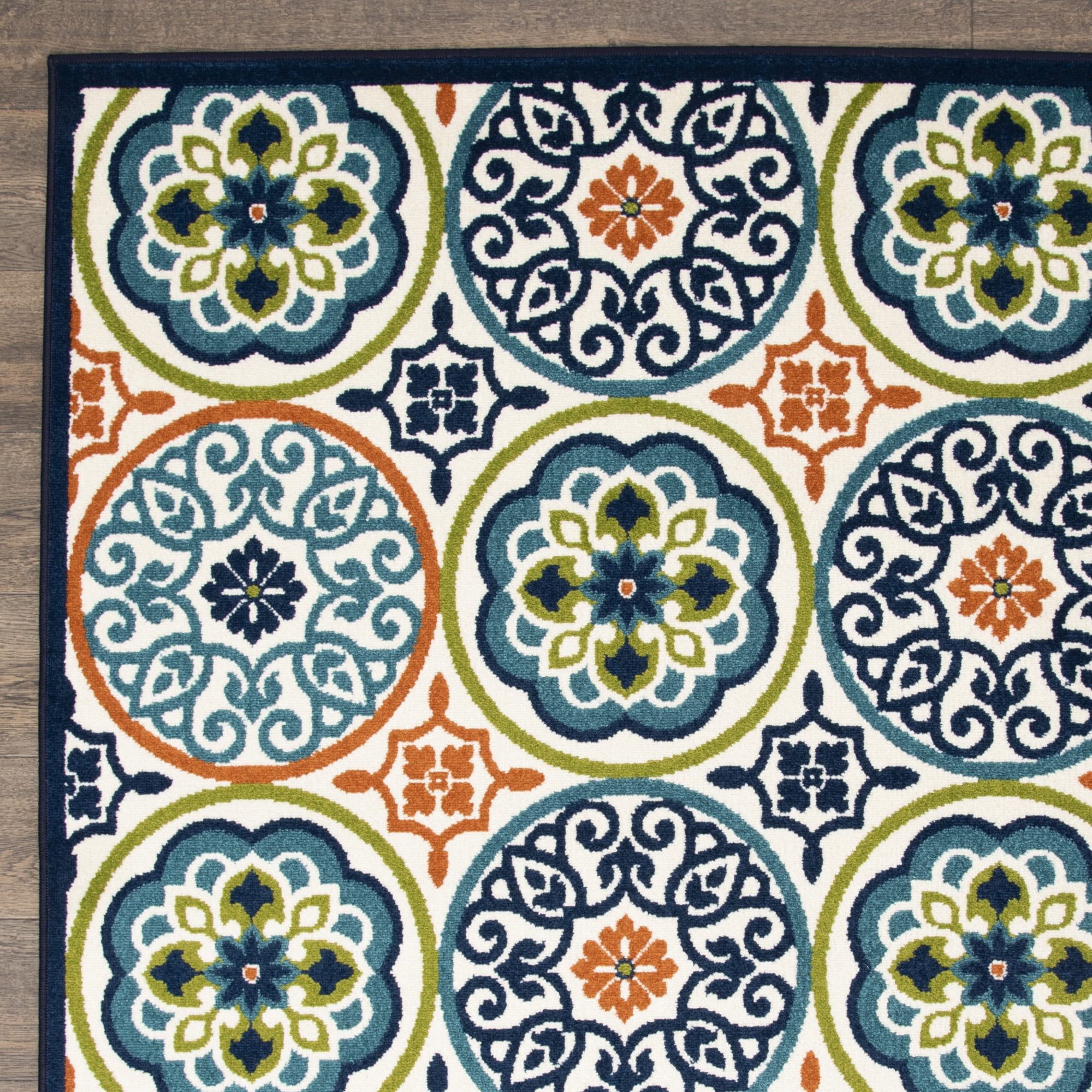 Loomaknoti Terrace Tropic Nerleno 9' x 12' Geometric Indoor/Outdoor Area Rug , Blue/Orange