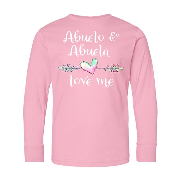 Inktastic Abuelo and Abuela Love Me Heart Grandchild Long Sleeve Youth T-Shirt