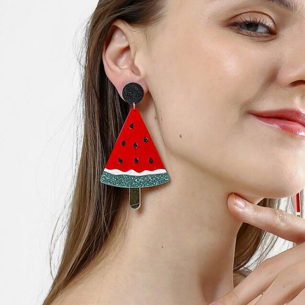 Pendientes acrílicos de fiesta para mujer, aretes coloridos de dibujos animados, helado, fruta, limón, donas, huevo frito
