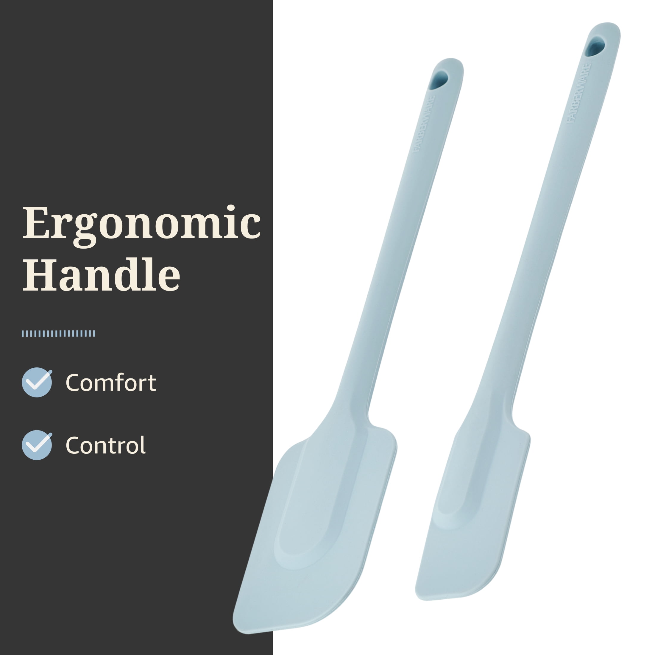 Farberware Soft Grips 2-piece Silicone Kitchen Spatula and Jar Spatula Set Slate Blue