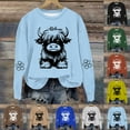 thumbnail image 4 of Unisex Kids Long Sleeve Fleece Sweatshirts Crew Neck Cow Print Sweatshirt Casual Lightweight Loose Fit Pullover Blouses 1-14 Years, 4 of 4