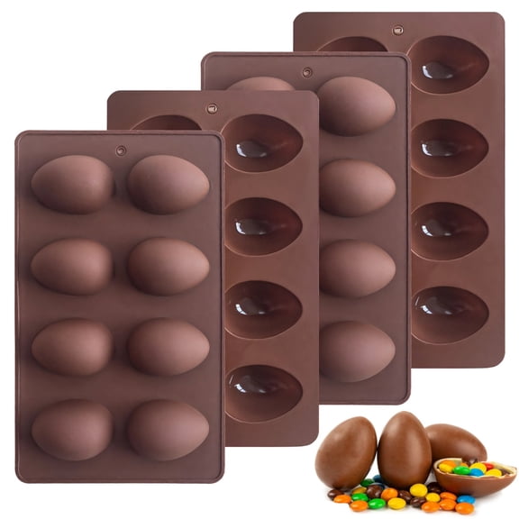 4 Pcs Silicone Egg Molds, Easter Chocolate Molds, Egg Shape Molds for Cake, Jelly, Mousse, Reusable & Non-Stick Silicone, Baking Molds for DIY