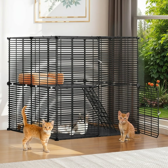 ModFusion 28" 2-Tier Metal Catio & Pet Cage – Durable Enclosure for Cats, Rabbits, Puppies & Small Pets
