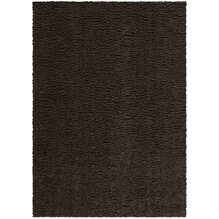 Mainstays Manchester Solid Plush Shag Area Rug, Brown, 5'x7'