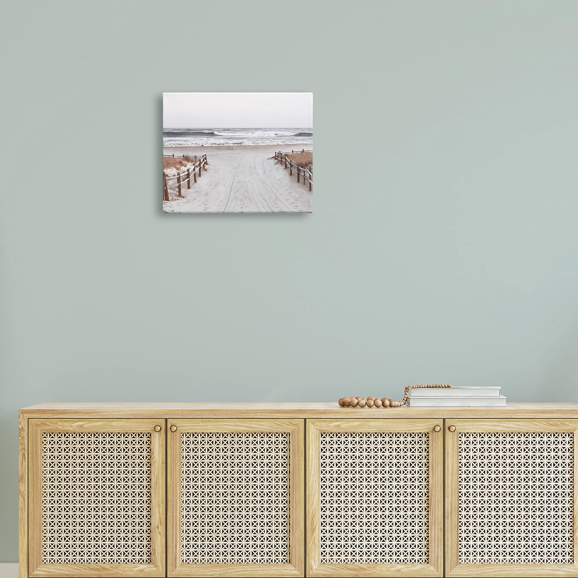 Stupell Industries Beach Waves Splashing Shoreline Foggy Horizon Sand, 20 x 16, Design by Natalie Carpentieri