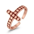 thumbnail image 3 of 11mm - Cross Toe Band Ring 925 Sterling Silver Thin Adjustable Stylish Rings for Women, 3 of 5