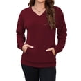 thumbnail image 2 of OutfitShow Womens Long Sleeve Sweatshirt Casual Fall V Neck Pullover Tops with Pockets,Sizes S-3XL, 2 of 8