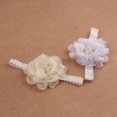 thumbnail image 5 of Nishine - Paquete de 2 diademas de encaje elástico para recién nacidos, diademas de tela con flores y perlas para baby shower, regalo de cumpleaños (blanco/marfil), 5 of 5