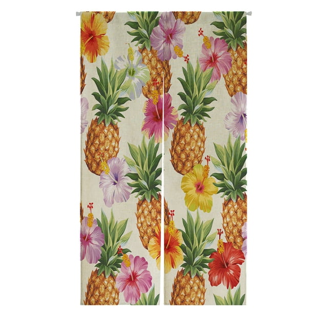 Cortinas de Tratamiento de Ventana ABPHQTO Noren japonesa con Flores de Hibisco 85x120 cm