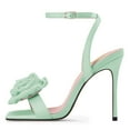 thumbnail image 3 of FSJ Women Open Toe Flower Sandals Ankle Buckle Strap Stiletto High Heels Charming Dressy Bridal Shoes Size 8 Green, 3 of 6