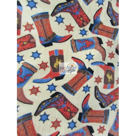 yard fleece textiles cowboy tan printed boots fabric david sold dialog displays option button additional opens zoom