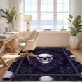 thumbnail image 3 of Design&I 6'x9' Washable Area Rug Snag-Free Skeleton Scary Gothic Damask Large Motif Bone Halloween Skull Refined Structured for Dining Room, Under Table, Office, 3 of 7
