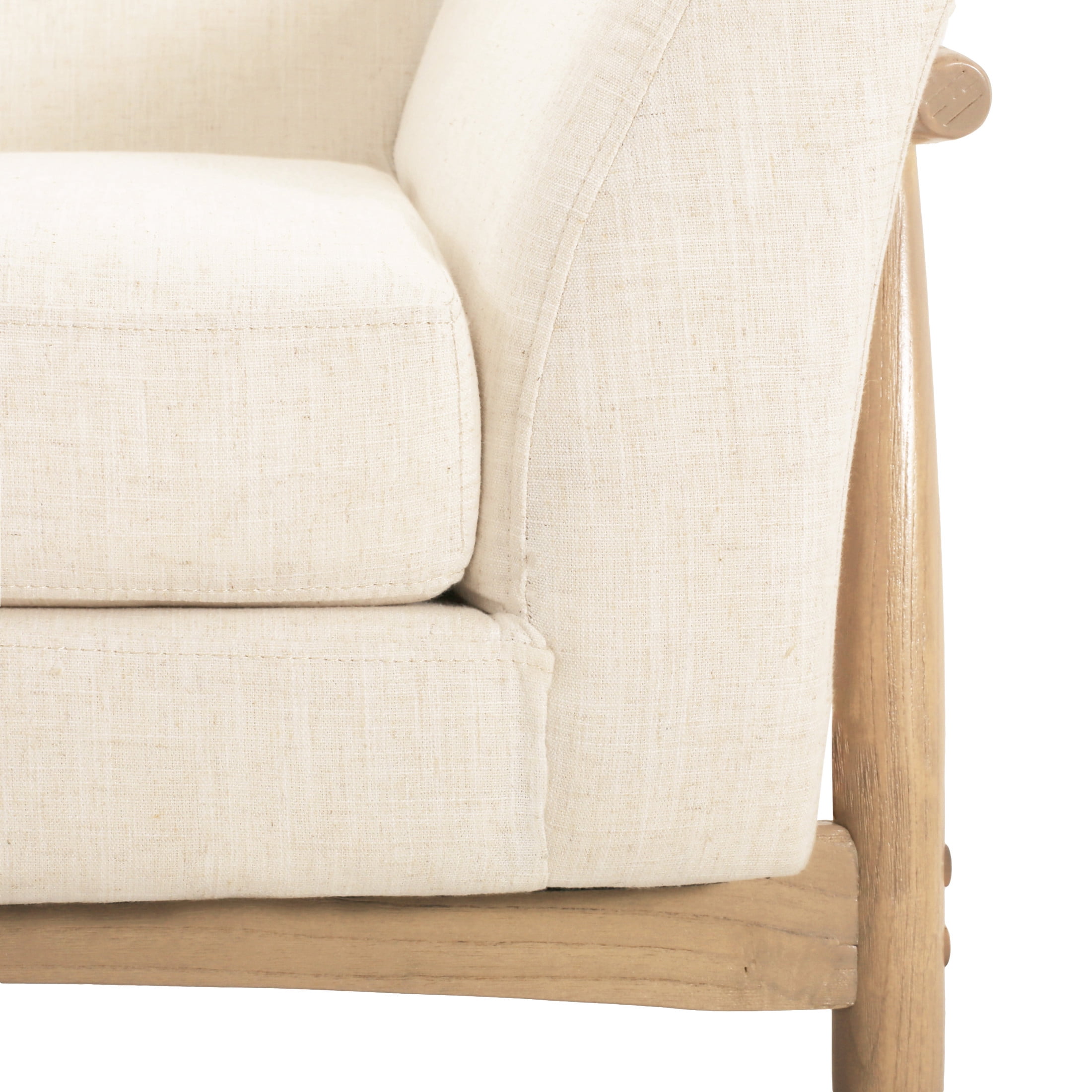 Noble House Modern Beige Fabric Loveseat with Cushioned Seats