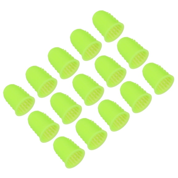 Uxcell Rubber Finger Tips, 15 Pack Silicone Thumb Fingertip Protector Finger Cots Covers Guard Pads Thimble Grips for Office Counting Sewing, Grass Green Small Size