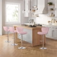 thumbnail image 4 of Nefoso Bar Stools Set of 2,Adjustable Bentwood Barstools,Velvet Leather Upholstered Bar Chair with Back and Footrest, for Bar, Kitchen, Dining Room,Pink, 4 of 8