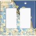 thumbnail image 6 of Metal Light Switch Plate Cover Blue Floral Damask Frame Honeycomb Trim DAM058, 6 of 13