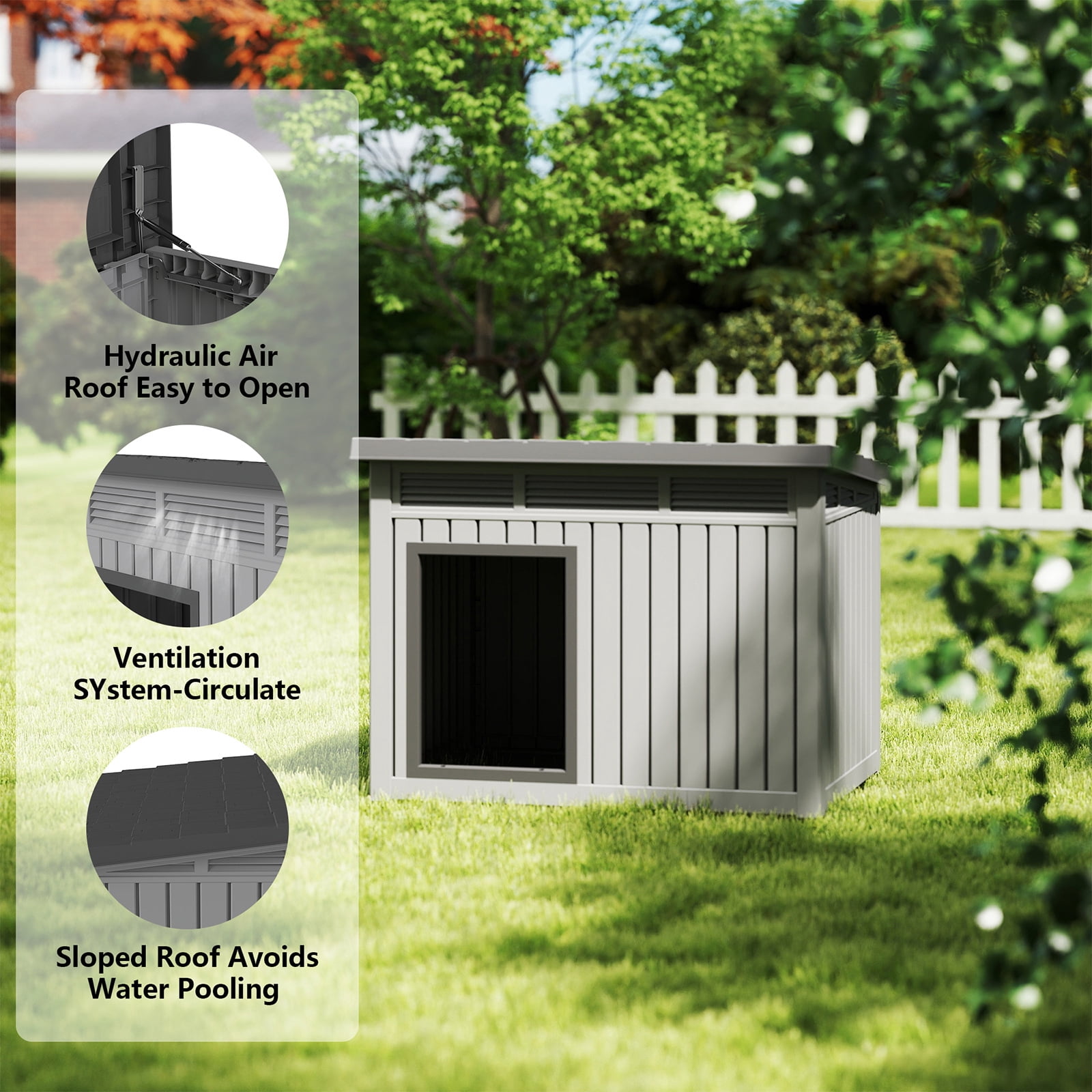 Dog House for Both Indoor and Outdoor with Weatherproof Roof Removable Floors for Medium to Large Dogs Interior Space (Black, Medium(32.2 * 25.12 * 24.13in)