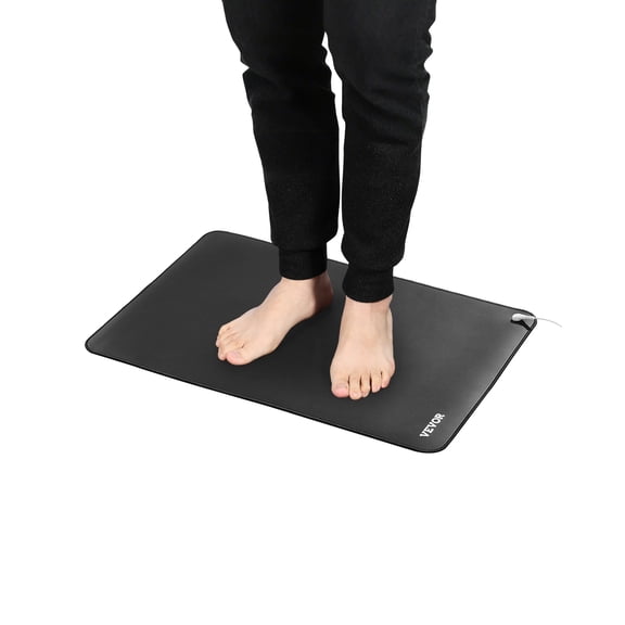 VEVOR Grounding Mat, 24 x 16 in Anti-Slip PU Leather Earthing Mat, with 15 Feet Grounding Cord, Grounding Pad for Feet, Boost Energy, Improve Sleep, Reduce Anxiety at Home Office or Work