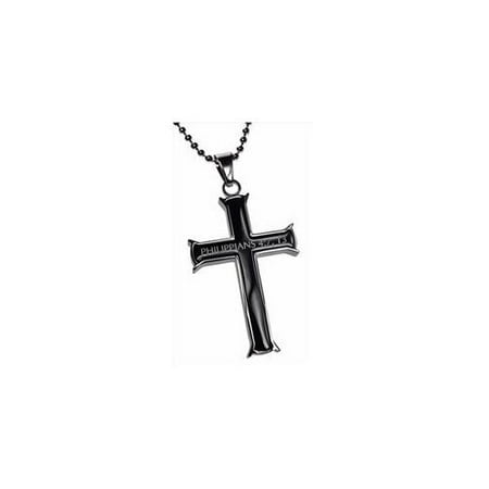 Necklace-Black Iron Cross-I Can Do All Things (Phil 4:13) (20)
