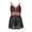 Wine, variant on JSGEK Sexy Babydoll Lingerie Set for Women Criss Cross Bustier Top with Pleated Mini Skirt and Garter Strap Intimate Nightwear Red M