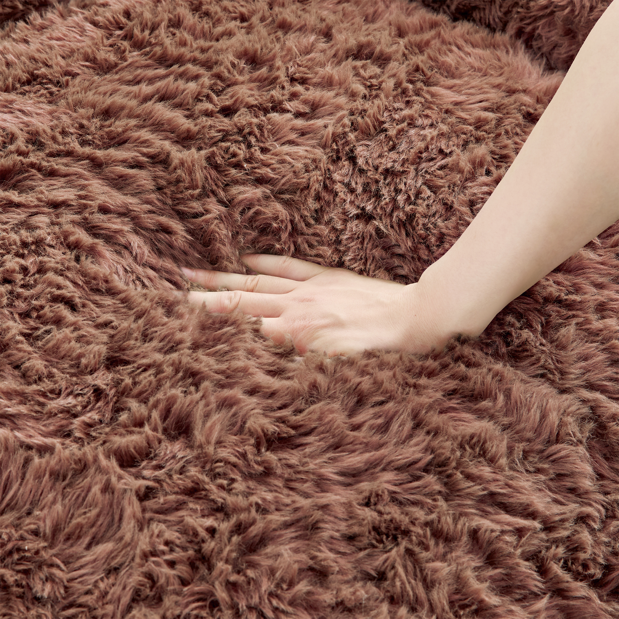 Spruce & Spring Ultra-Plush Fleece Lazy Sofa with Pillow & Blanket, Cozy Bean Bag Loveseat for Living Room & Bedroom, Rust