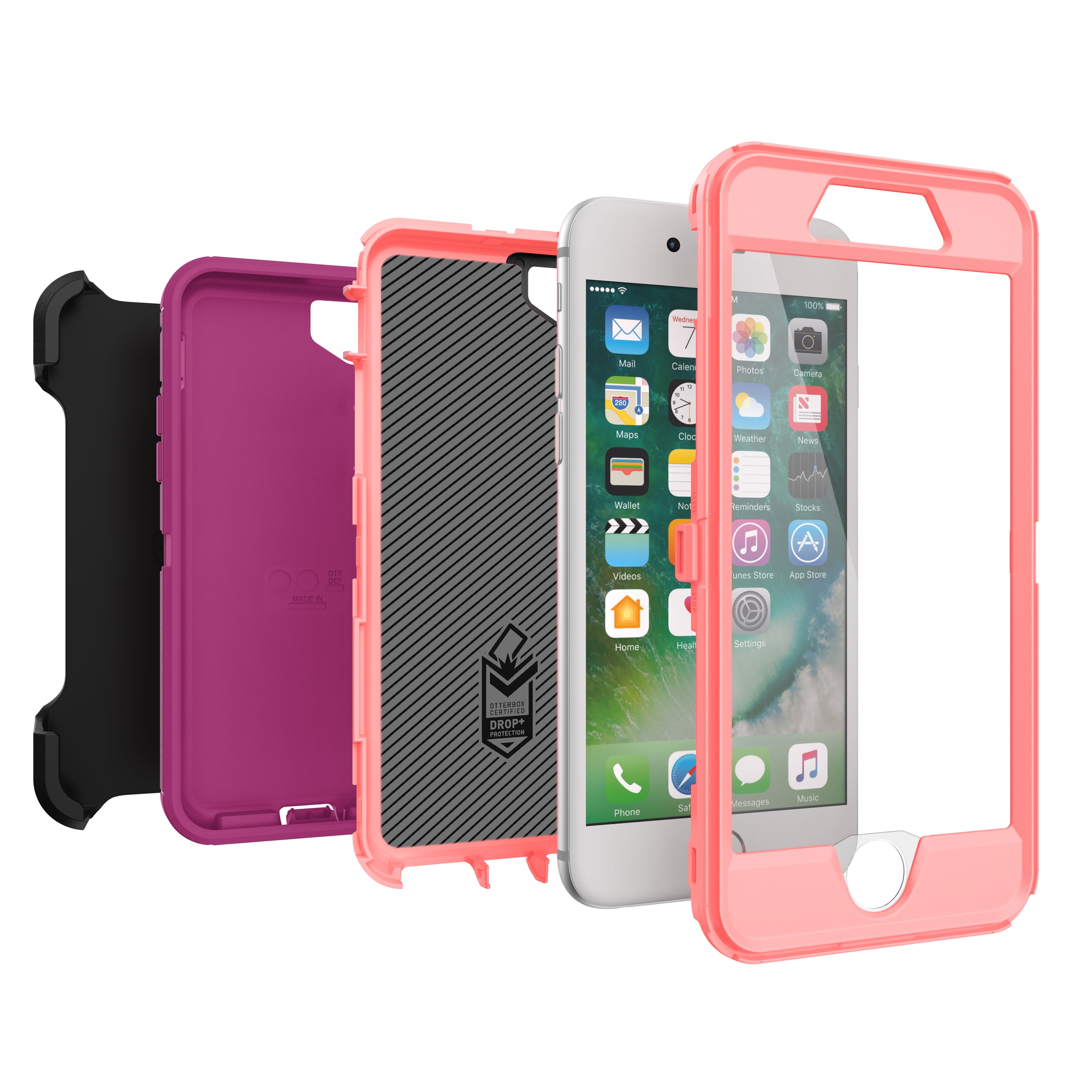 OtterBox Defender Series Case for iPhone 8 and iPhone 7, Coral Dot