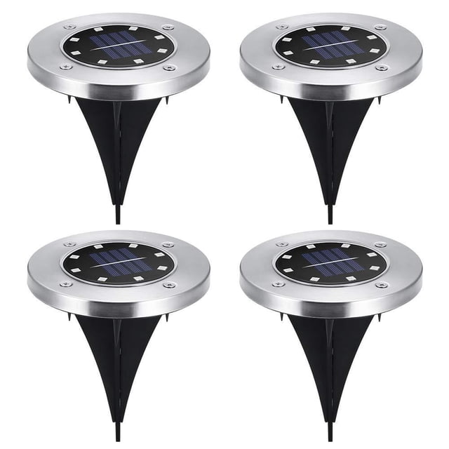 Juego de 4 luces solares de 8 LED, luces solares blancas, luces de jardín impermeables para exteriores, jardín, patio, luz blanca