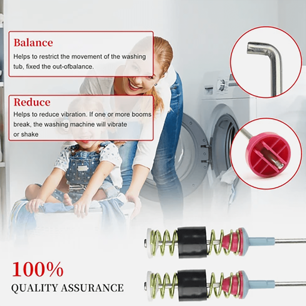 DC97-05280W DC97-16350U Washer Suspension Rod & Damper Replacement Kit - Compatible with Samsung Washing Machines. (4pcs)