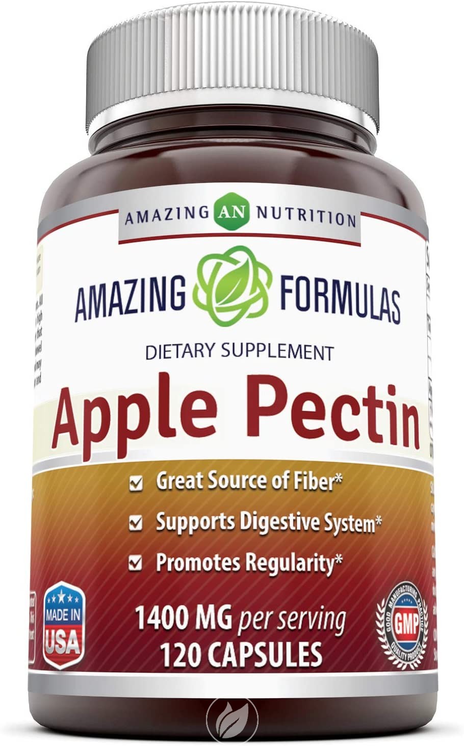Amazing Formulas Apple Pectin 700 Mg 120 Capsules, Pack of 2