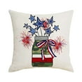 thumbnail image 3 of Herrnalise 4th of July Decorations Pillow Covers Independence Day Patriotic Throw Pillow Case 18x18 American Flag Stars and Stripes Memorial Day Decor for Sofa Couch Home Farmhouse, 3 of 8