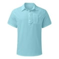 thumbnail image 5 of Mrrootc Men's Cotton Linen Summer Pockets Turn-down Collar Short Sleeve T-Shirt Tops, 5 of 5