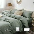 thumbnail image 2 of MooMee 100% Washed Cotton Duvet Cover Set Full Linen Like Textured Breathable 3-Piece (Heathered Green), 2 of 6