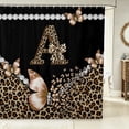 thumbnail image 2 of Manfei Leopard Print Monogrammed A Shower Curtain 72Wx72L,Dreamy Butterfly Bathroom Curtain,Black Brown, 2 of 5