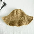 thumbnail image 4 of Clearance! Baberdicy Handmade Hollow Straw Hat Cowboy Hat with Curled Brim and Raised Edge Papyrus Beach Hat Sunscreen Hat Khaki, 4 of 6